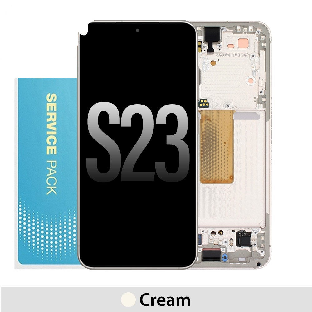 Samsung Galaxy S23 5G S911B OLED Screen Replacement Digitizer with Frame GH82-30480B (Gold)-Cream Samsung Galaxy S23 5G S911B OLED Screen Replacement Digitizer with Frame GH82-30480B (Gold)-Cream